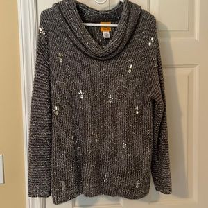 Size Med Cowl neck sweater with embellishments